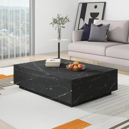 Faux Marble Solid Block Rectangular Coffee Table  47.24" X 29.52" X 13.77"