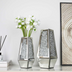 Crushed Diamond Mirrored Vases Set of 2, Silver Glass Flower Vases