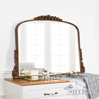 SHYFOY 36" X 23" Antique Mirrors for Wall Decor Baroque Scalloped Top, Vintage Wall Mirror Gold Decorative Mirrors for Living Room /SF-WM118