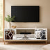 SHYFOY Mueble de TV moderno de madera con consola multimedia