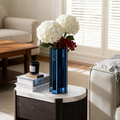 Blue Tall Cross-Shaped Decorative Glass Flower Vases for Home Decor