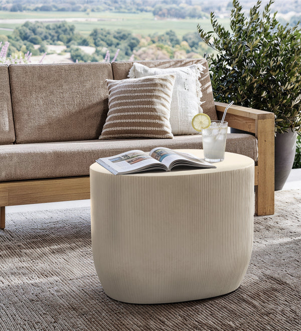 Fluted MgO Modern Round Accent Table