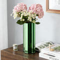 Green Glass Flower Vases for Home Decor, Living Room Decor