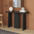 Black Modern Console Table with 3 Legs, Natural Wood Grain Entryway Table