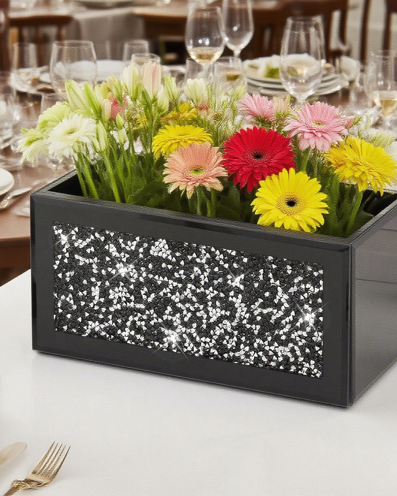 Black Makeup Brush Holder Organizer, 3 Slots Glass Cosmetic Brushes Storage Holder