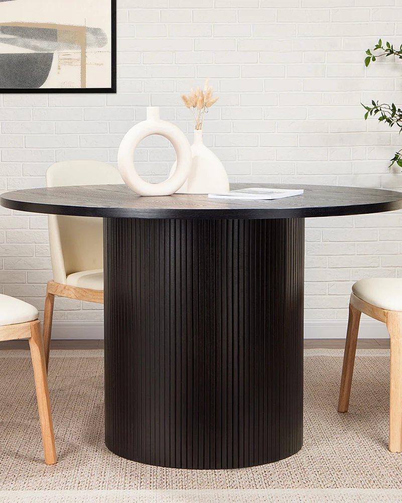 Black Round Fluted Pedestal Dining Table