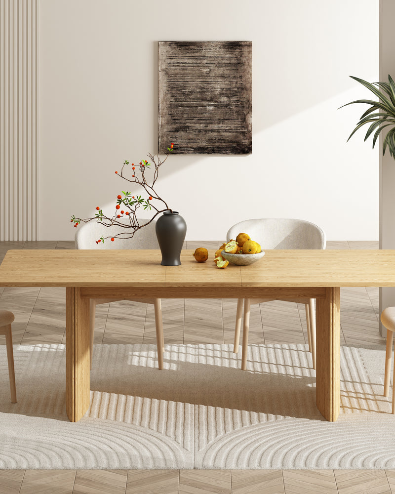 Beige  Modern Rectangular Extendable Dining Table