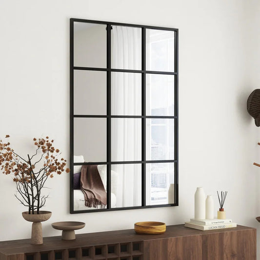 SHYFOY Antique Black Wall Mirror Metal Frame Accent Mirror