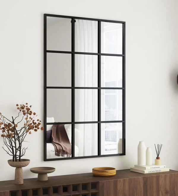 SHYFOY Antique Black Wall Mirror Metal Frame Accent Mirror