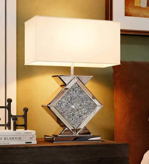 Crystal Crushed Diamond Mirrored Table Lamp
