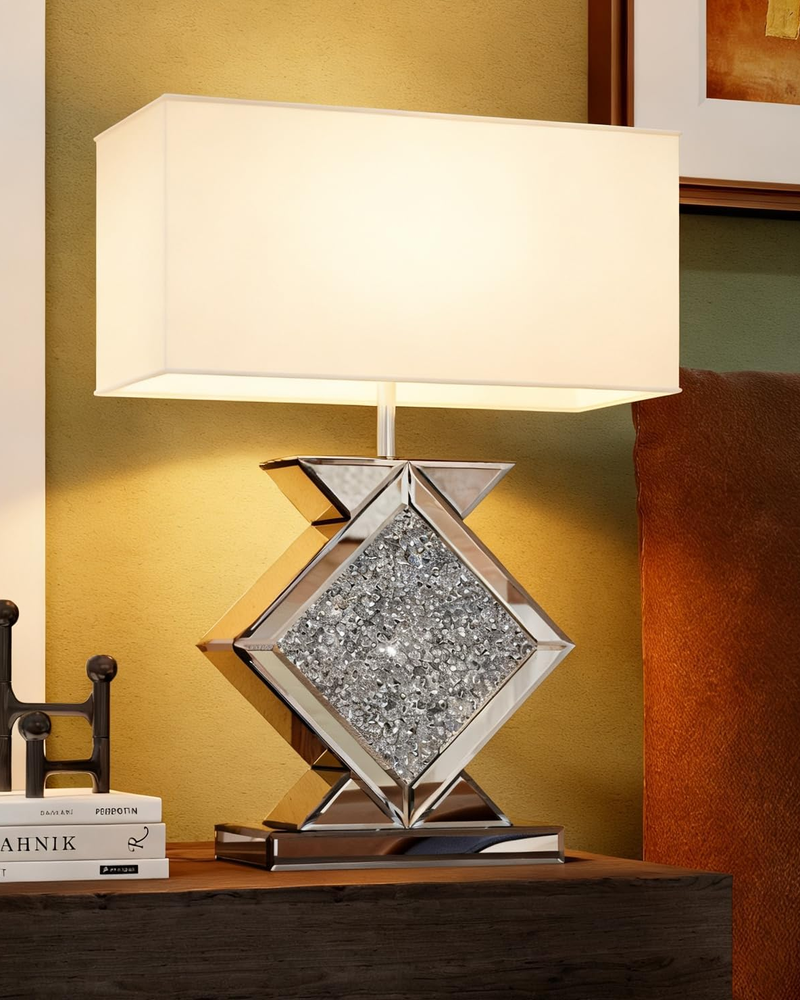 Crystal Crushed Diamond Mirrored Table Lamp
