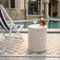 Weißer Outdoor-Keramik-Beistelltisch, einzigartiger Gartenhocker für Terrasse oder Balkon