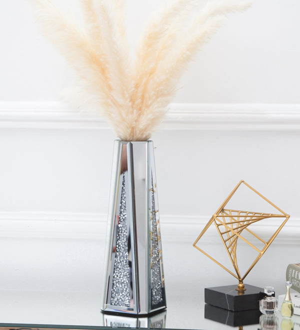 SHYFOY Flower Vase Crushed Diamond Mirrored Vases for Home Decor