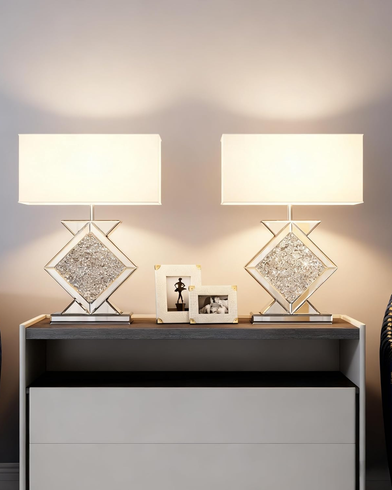 Crystal Crushed Diamond Mirrored Table Lamp