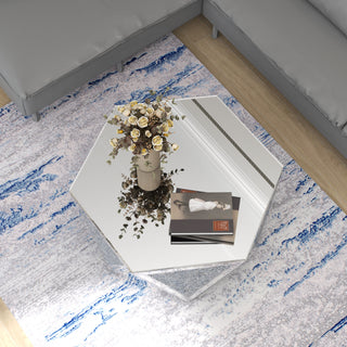 Luxury Mirrored Crystal Coffee Table with Geometric Glass Design
