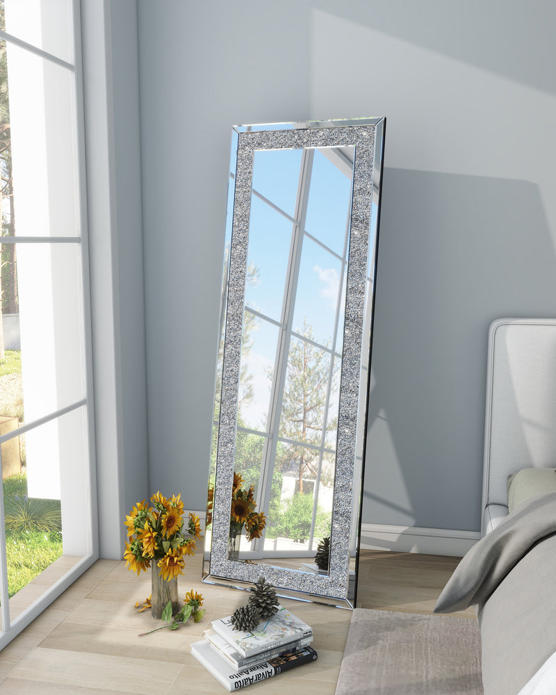 Rectangle Glass Mirror Accent Diamond Full Length Floor Mirror