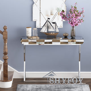 SHYFOY 43.3'' X Shaped Legs Handmade Mirror Glass Console Table / SF-CT153