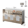 Glam Mirrored Diamond 3-Drawers Accent Cabinet Sideboard