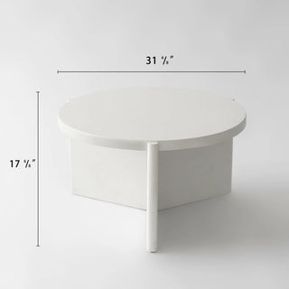 Modern Round White Coffee Table with Textured Finish Center Table