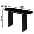 Black Marbled Wood Console Table Entryway Table with Fluted Base