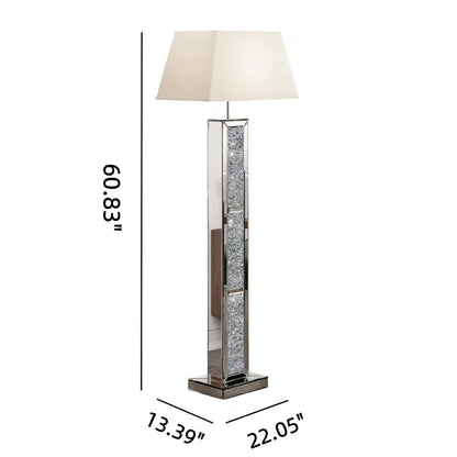 Mirrored Glass Floor Lamp Crushed Diamond Home Decor
