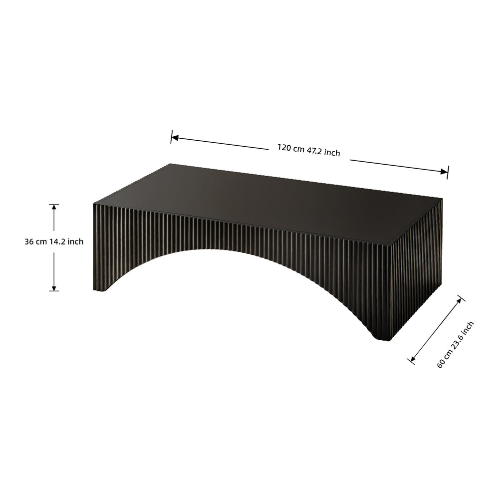 Black Modern Fluted Arch-Base Coffee Table