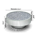 Mirrored Round Coffee Table Accent Table with Crushed Diamond
