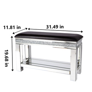 SHYFOY Crushed Diamon Mirrored Bench Shoe Storage