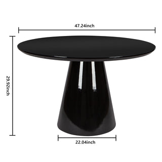Black Modern High Glossy Round Dining Table