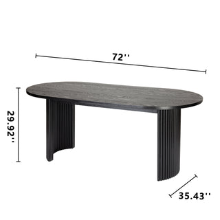 Black Modern Solid Wood Oval Dining Table