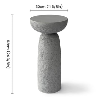 Grey Travertine Stone Finish End Table Accent Side Table