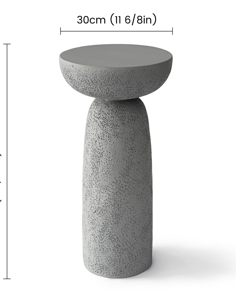 Grey Travertine Stone Finish End Table Accent Side Table