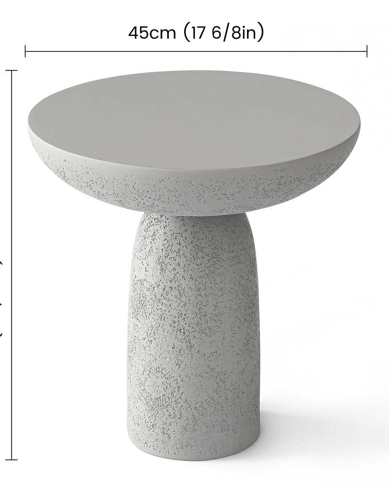 18'' Tall Round Gray Pedestal Side Table, Modern Hourglass End Table with Stone Texture