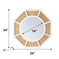 Large Rattan Mirror for Wall Decor Boho White Frame Wood