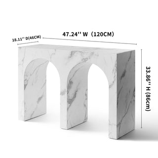 43" White Marble Console Table