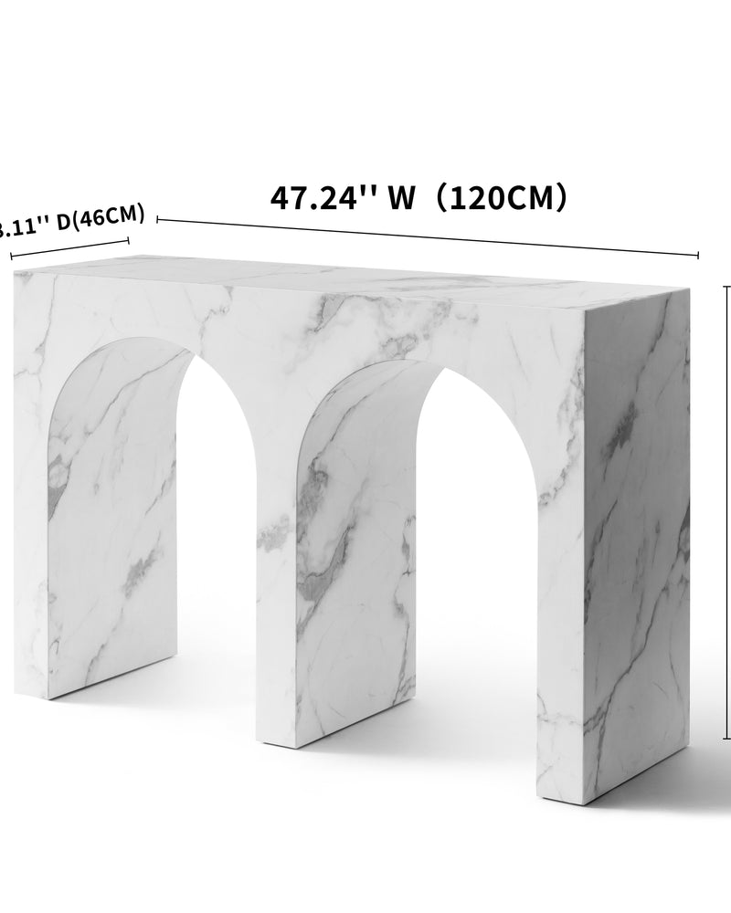 Modern Hallway Console Table in Faux Marble Finish