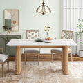 Marble Top Dining Table with Pedestal Grain Wood Base