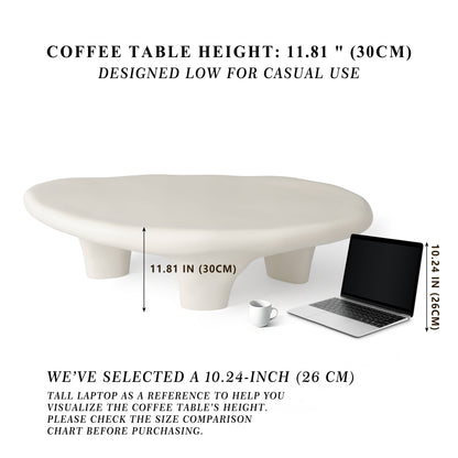 Black 47" Iregular Cloud Shaped Fiberglass Low Profile Coffee Table