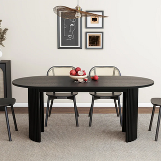 Black Modern Solid Wood Oval Dining Table