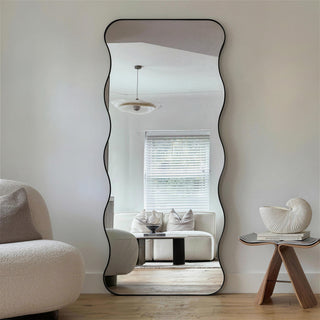 Sleek Curved Full-Length Floor Mirror