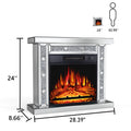 Mirrored Electric Fireplace, Fireplace Mantel Freestanding Heater Firebox with Remote Control