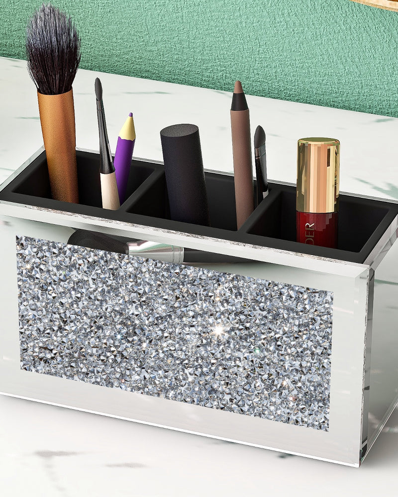 Crushed Diamond Three Compartments Deluxe Cosmetic Makeup Beauty Organizer