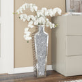 Crushed Diamond Floor Vase, Large Silver Mirror Tall Vases for Floor