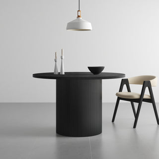 Black Round Fluted Pedestal Dining Table
