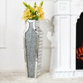 Crushed Diamond Floor Vase, Large Silver Mirror Tall Vases for Floor
