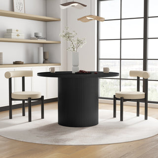 Black Round Fluted Pedestal Dining Table