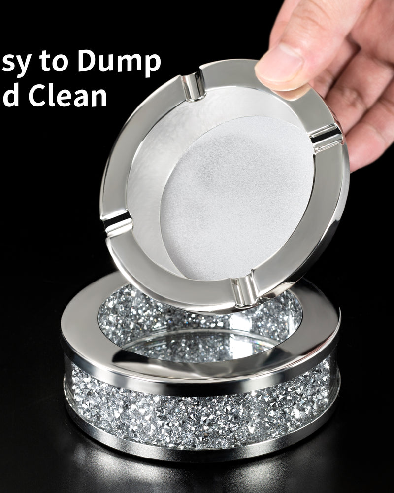 Ashtray for Cigarettes, Cool Glass Ashtray, Cute Home Ashtrays for Weed Crushed Diamond Home Decor